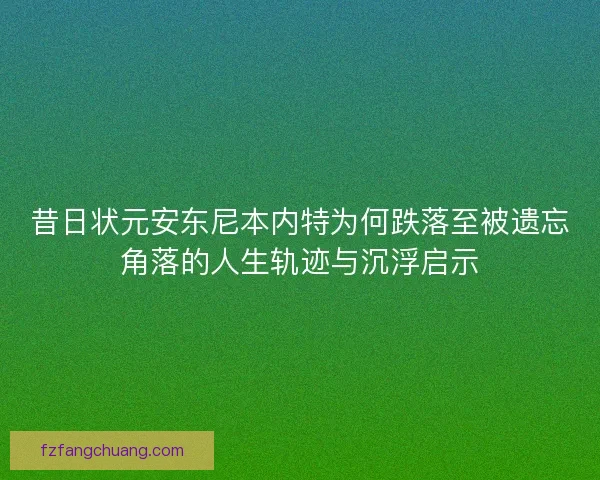 昔日状元安东尼本内特为何跌落至被遗忘角落的人生轨迹与沉浮启示