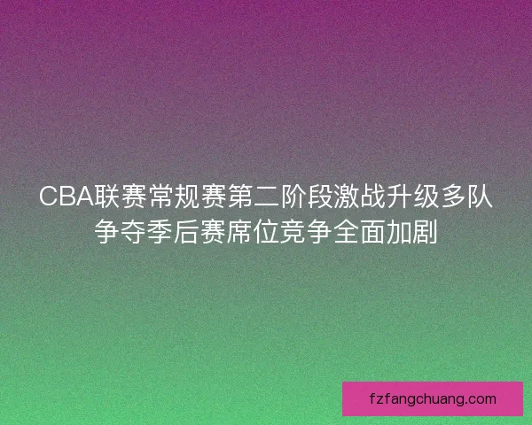 CBA联赛常规赛第二阶段激战升级多队争夺季后赛席位竞争全面加剧