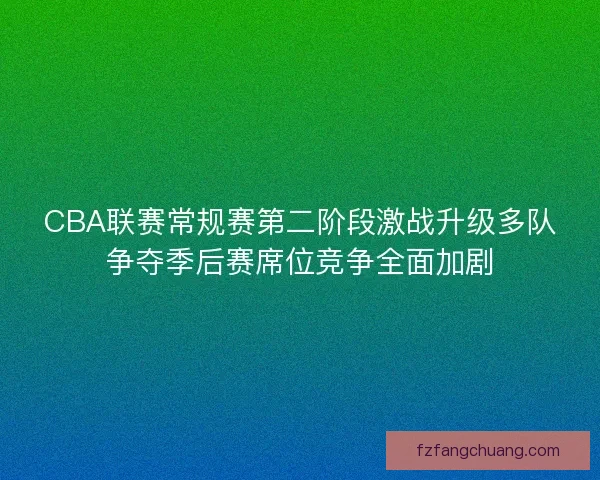 CBA联赛常规赛第二阶段激战升级多队争夺季后赛席位竞争全面加剧